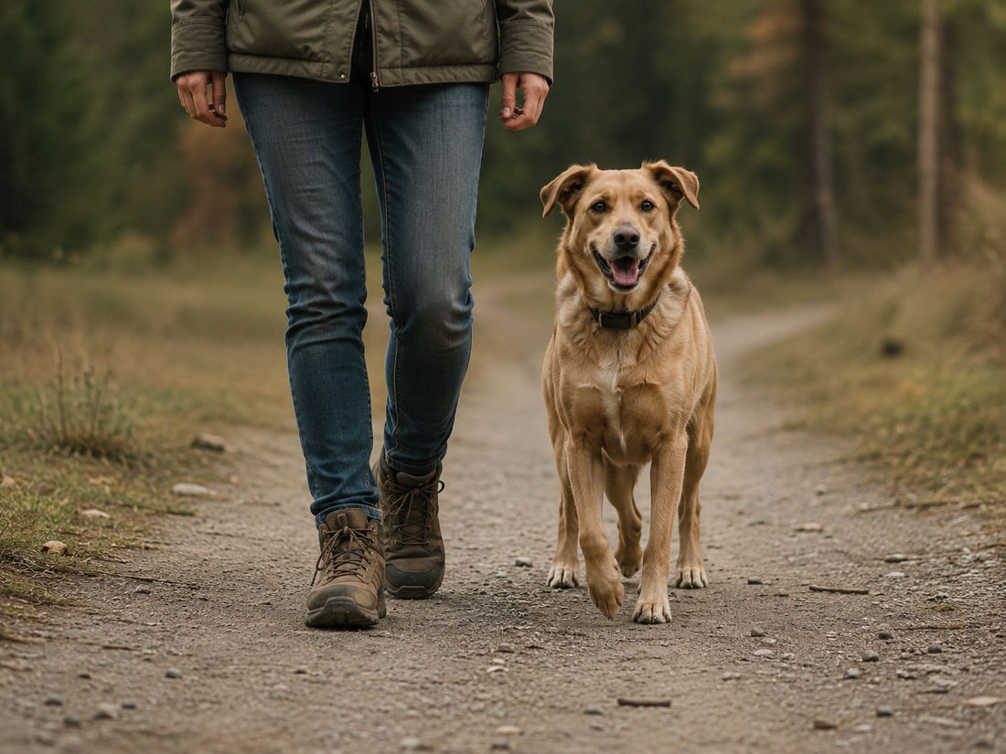 Mensch und Hund beim Spaziergang